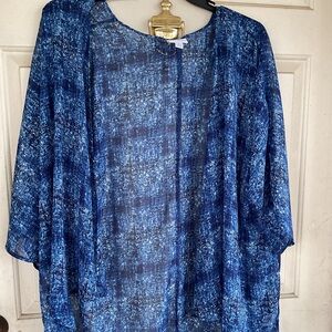 Lu La Roe SHEER OVERSIZED TOP COVERUP LES ECORCES WOVEN PATTERN SZ.L/64 C36 L
